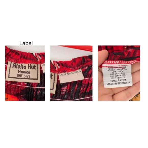 90s vintage red Hawaiian print beach vacation stretchy rayon cover up maxi dress - Picture 10 of 10